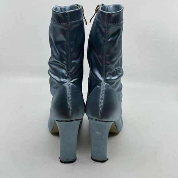 Ice-blue Satin Sock Boot Heel - Picture 3 of 9
